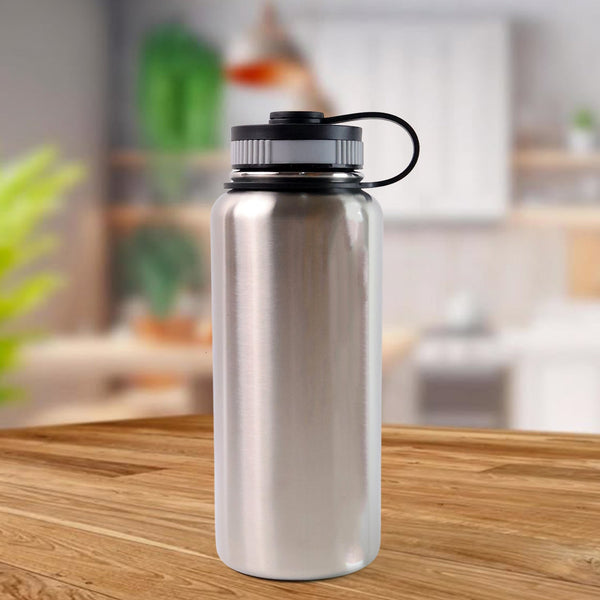 Silver Stainless Steel Double Wall Vacuum-Insulated Drink Water Bottle